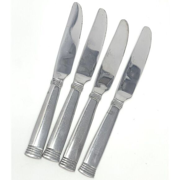 Wallace NAPOLI Glossy Dinner Knives 8 7/8” Stainless Flatware Set Of 4 - Picture 1 of 6